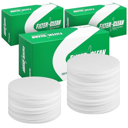Hahafelt 600 Pack Milk Filter Discs Quick Flow Non-gauze Small 4-9/16" Od Replacement Filters Disks for Raw Milk Strainer 200 Discs Per Box | OD Replacement Strainer Discs, 200 Per Box Total, Fast Flow Non-clogging, Compatible with Raw Milk Filtering