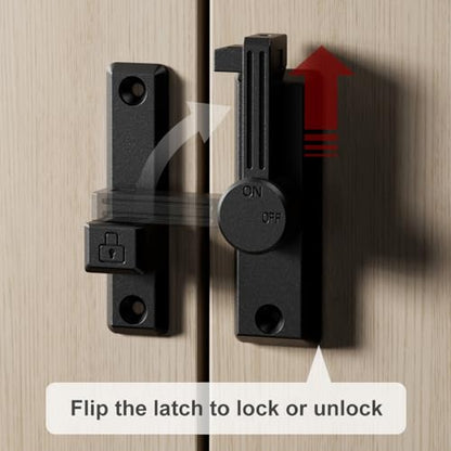 ETEKJOY Flip Latch Lock 90/180 Degree Left/Right-Opening Sliding/Swinging Door Lock Bolt for Home Security Gate Barn Garage Garden Fence Shed Window French Door (Black)