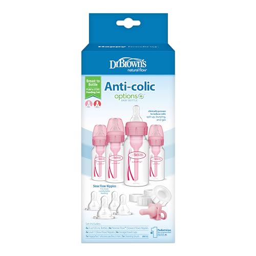 Dr. Brown's Narrow Breast to Bottle Pump & Store Feeding Set, Pink, 0m+ - color: Pink, size: 13 Piece Set