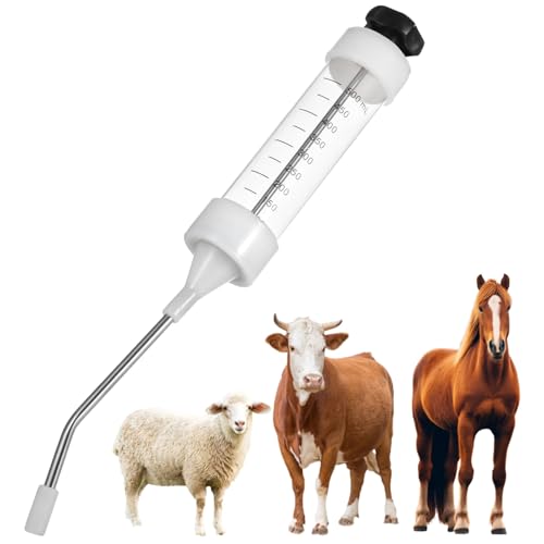 yeesport 500ml Metal Feeding Gun, Dosing Syringe for Cattle Sheep Horses