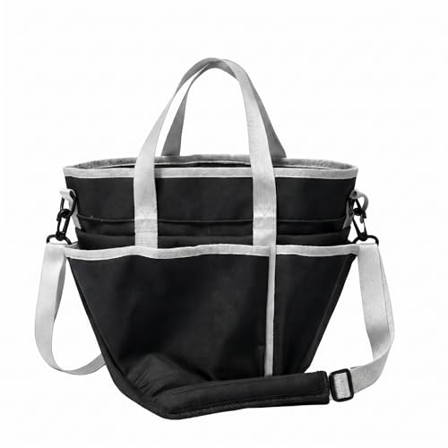 Horse Grooming Tote Bag with 6 Pockets & Drawstring Closure, Portable Grooming Bag for Horses, Waterproof Tack Bag with Shoulder Strap for Horse Grooming Supplies, Equestrian Grooming Kit Organizer