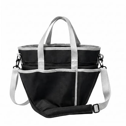 Horse Grooming Tote Bag with 6 Pockets & Drawstring Closure, Portable Grooming Bag for Horses, Waterproof Tack Bag with Shoulder Strap for Horse Grooming Supplies, Equestrian Grooming Kit Organizer