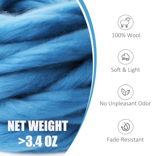 VNAKER 3.4oz Needle Felting Wool Blue for DIY Needle Craft Enthusiasts - color: Blue