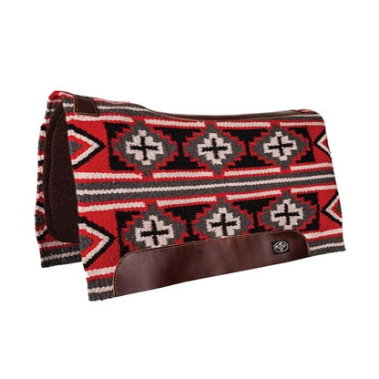 Professional's Choice Fuse Saddle Pad | Navajo Top with Steam-Pressed Bottom - color: Black/Crimson, style: 3/4" Felt Thickness