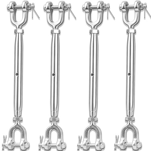 Turnbuckle, 4 Pack 1/4 (M6) 304 Stainless Steel Turnbuckle, 1600 lb WLL - size: 1/4in （4pcs）