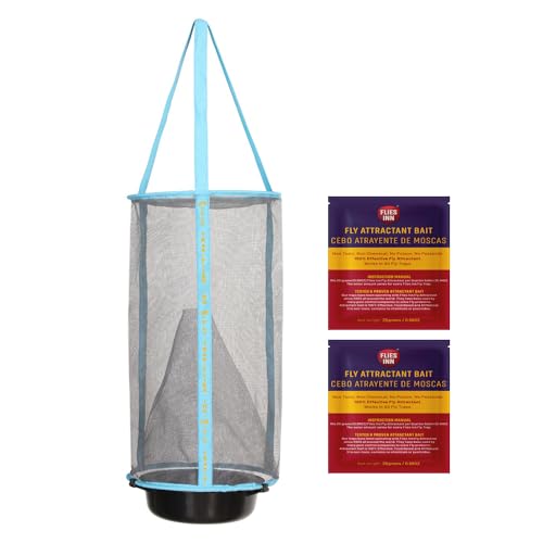 1 Flies Inn LITE Fly Cage Ranch Fly Trap with 2 Flies Inn Fly Bait Refill, Low Odor, Reusable, Built to Last for Years - style: Fly Cage Fly Trap