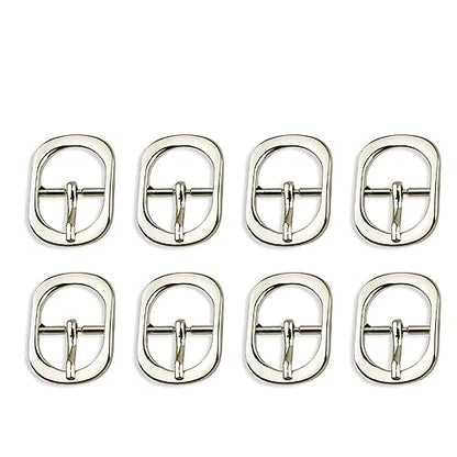 Shoe Buckle Replacement Set 3/4 Inch for Purse Strap Leather Belt, Roller Pin Buckles Single Prong Buckle-8 PCS - color: Silver