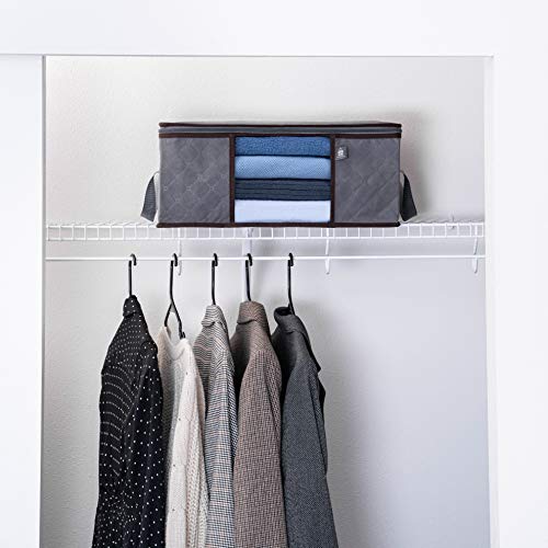 VENO 3 Pack Large Clothes Storage Bag with Reinforced Handle 13 Gallon | Thick Container Bins Organizer for Blankets, Comforters, Bedding, Foldable w/ Sturdy Zipper, Clear Window, Grey(13.3 Gallon) - size: Large, 13.3 Gallon, Set of 3