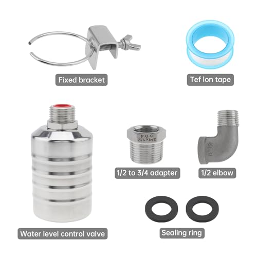 2pcs Water Float Valve Automatic Water Level Control Valve 1/2in to 3/4in | 304 Stainless Steel Auto Shut Off for Fish Tank Swimming Pool Livestock Trough - style: Style 2