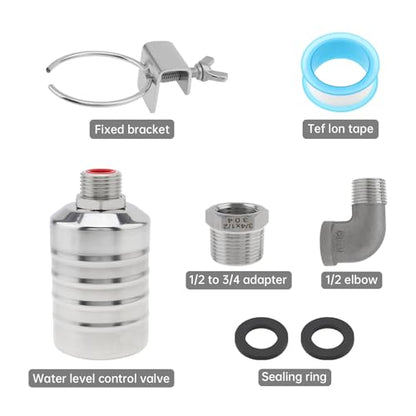 2pcs Water Float Valve Automatic Water Level Control Valve 1/2in to 3/4in | 304 Stainless Steel Auto Shut Off for Fish Tank Swimming Pool Livestock Trough - style: Style 2