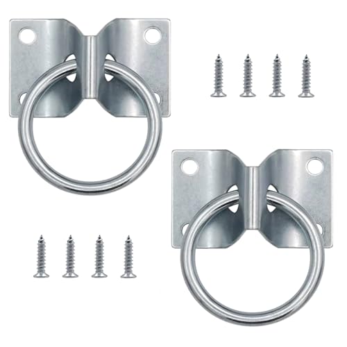 Horse Cross Tie Ring, 2 Pack Heavy Duty Block Tie Ring with Screws, Wall Mount Hitching Ring for Horse Stall, Barn, Stable, Hay Net, Bucket and Livestock Tie Down