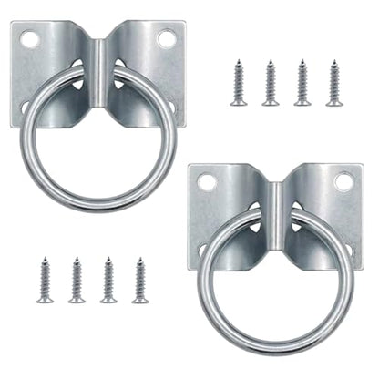 Horse Cross Tie Ring, 2 Pack Heavy Duty Block Tie Ring with Screws, Wall Mount Hitching Ring for Horse Stall, Barn, Stable, Hay Net, Bucket and Livestock Tie Down