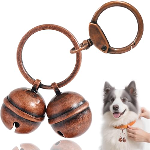 2 Extra-Loud Copper Dog Bells for Medium-Large Dog Collars - color: Copper, size: Large
