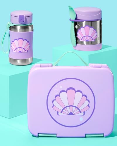 Skip Hop Toddler Sippy Cup with Straw, Sparks Stainless Steel Straw Bottle, Seashell - color: Seashell