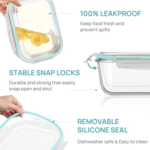 Vtopmart 2Pack 2260ml/76.4oz Extra Large Glass Storage Containers, Green - color: Green, size: 76.4oz