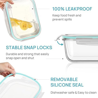 Vtopmart 2Pack 2260ml/76.4oz Extra Large Glass Storage Containers, Green - color: Green, size: 76.4oz