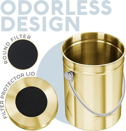 Epica Kitchen Compost Bin for Kicthen Countertops, 1.3 Galllon - Gold - color: Gold