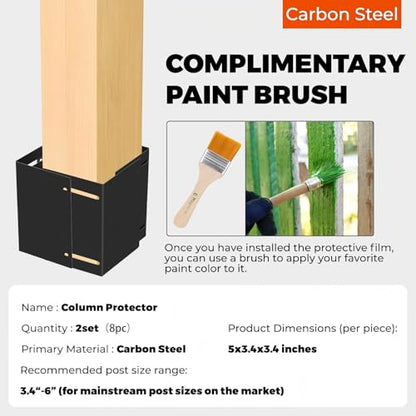 Adjustable Post Protector, Stainless Steel Post Sleeve Range 3.3"-6", Protects Wooden Fences and Mailboxes from Rain and Mower Damage (2 Set) - size: 2 Set