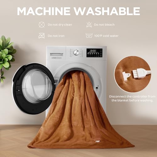 Templewet Heated Blanket Throw 50" x 60",Soft Electric Blanket,Brown | Timer Settings,Auto Off,Soft Sherpa Heated Throw Blanket,Machine Washable,Fast Heating for Sofa Bed Office Use,Gifts for Mom - color: Cocoa Brown