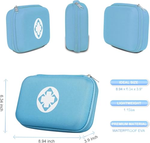 First Aid Kit 276PCS Car Home Camping Essentials Blue Emergency Kit AMORNING - color: Blue-276pcs