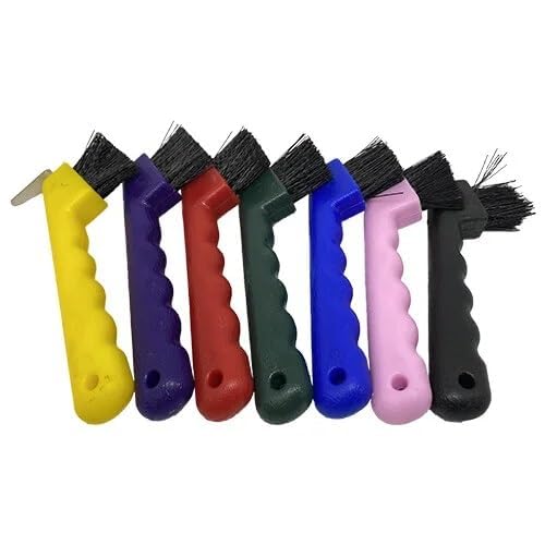 MPMH Ergonomic Horse Hoof Pick Brush with Heavy-Duty Rust-Resistant Steel Pick and Durable Nylon Bristles – Ideal for Hoof Care, Easy to Clean (Blue) - color: Blue