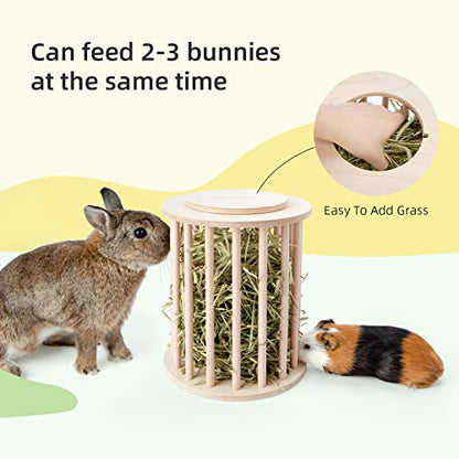 andwe Rabbit Hay Feeder Wooden Food Feeding Rack Easy to Fill