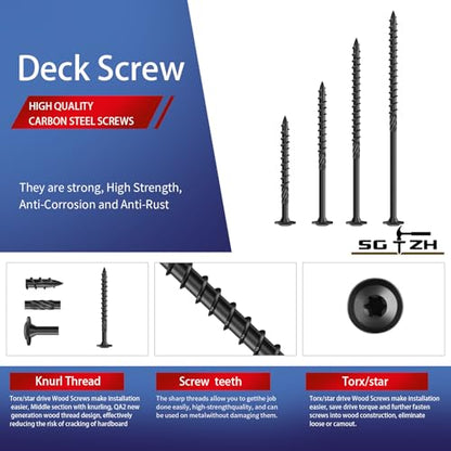 #14 x 2 Inch Lag Screws (248Pcs) 4lb. Structural Wood Screw, Black, Carbon Steel, Washer Head, Rust Resistant epoxy Coated, T30 Torx Bit - color: Black, size: #14 x 2"
