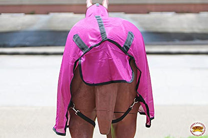 HILASON Horse Fly Sheet Breathable Mesh UV Protection Mosquito Bug Summer - color: Wine, size: 66 In