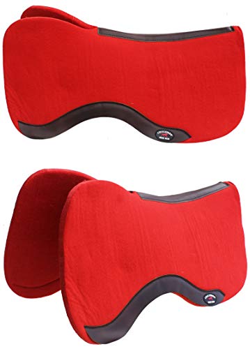 Horse SADDLE PAD Western Contoured Wool Felt Moisture Wicking Black 39RT16 - color: Red/Brown