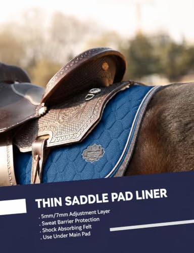 Harrison Howard Western Saddle Pad Liner 5mm/7mm Thin Wool Felt Under Saddle Pad, Shock Absorbing Sweat Barrier, Non Slip - color: Gray, size: 32"Lx32"W-7mm Thick