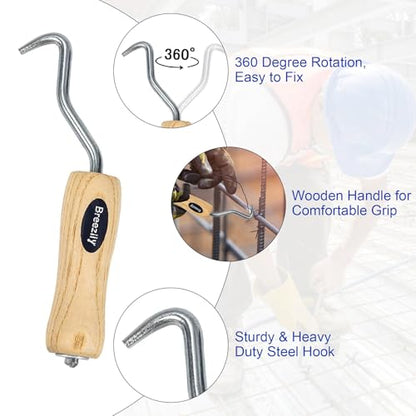 500pcs Rebar Wire Bar Ties, 6" Double Loop, 16 Gauge - Reinforcing Steel Bar Ties with Wooden Grip Handle for Concrete Construction,1 Gloves (500pcs with Wire Tie Twisters) - size: 500pcs with Wire Tie Twisters