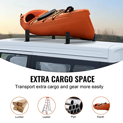 VEVOR Van Roof Ladder Rack, 2 Bars Alloy Steel Roof Racks, 500 LBS Capacity Roof Rack, Adjustable Length 35.8"-52.4", Van Ladder Rack Compatible with Chevrolet Express, GMC Savana, etc, Drilling Mount - size: for Minivans