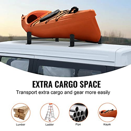VEVOR Van Roof Ladder Rack, 2 Bars Alloy Steel Roof Racks, 500 LBS Capacity Roof Rack, Adjustable Length 35.8"-52.4", Van Ladder Rack Compatible with Chevrolet Express, GMC Savana, etc, Drilling Mount - size: for Minivans