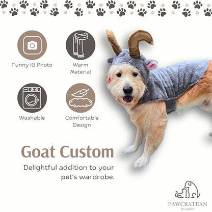Pet Custom Dog Custom Cat Custom Hoodie, Sporty Look, Funny Gift, Halloween Holiday (Goat with Hat, Small) - color: Goat with Hat, size: Small