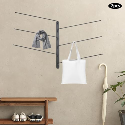 Wall Mounted Saddle Blanket Rack 2 Pack – 180° Swivel Rods for Easy Access, 5.51in Spacing for Airflow – Rust Resistant Carbon Steel, Holds Blankets, Backpacks, Towels – Home, Stable, Garage Storage