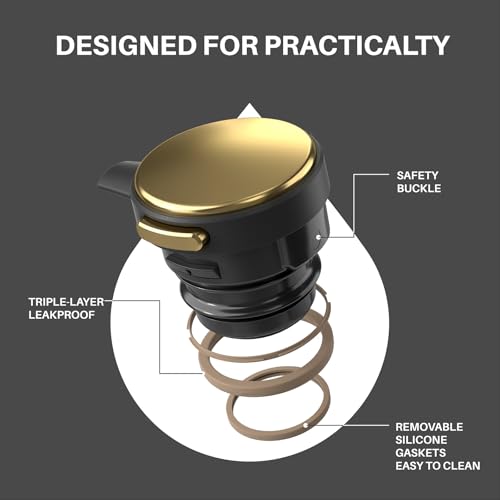 IDEUS Thermal Coffee Carafe 68oz, Beverage Dispenser Black-Gold | Stainless Steel Double Wall Vacuum Insulation Creamer Pitcher Water Jug Coffee Server, Coffee Carafe for Keeping Hot and Cold - color: Black-Gold, size: 68 Ounces