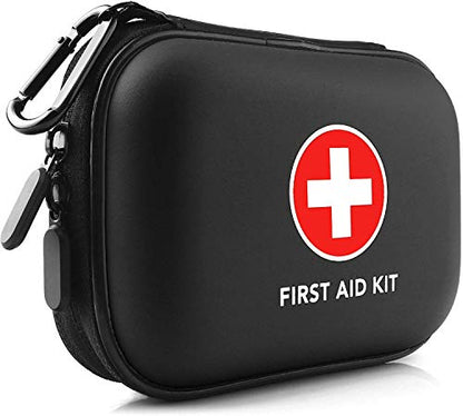 Mini First Aid Kit, 100 Pieces Water-Resistant Hard Shell Small Case - Perfect for Travel, Outdoor, Home, Office, Camping, Hiking, Car (Black) - color: Black