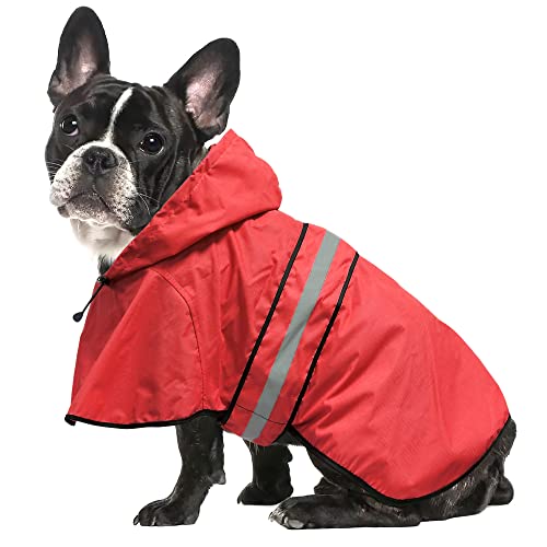 Waterproof Dog Raincoat - Reflective Adjustable Pet Rain Coats Jacket, Lightweight Dog Hooded Poncho Raincoats for Small Dogs (Red, Medium) - color: Red, size: Medium