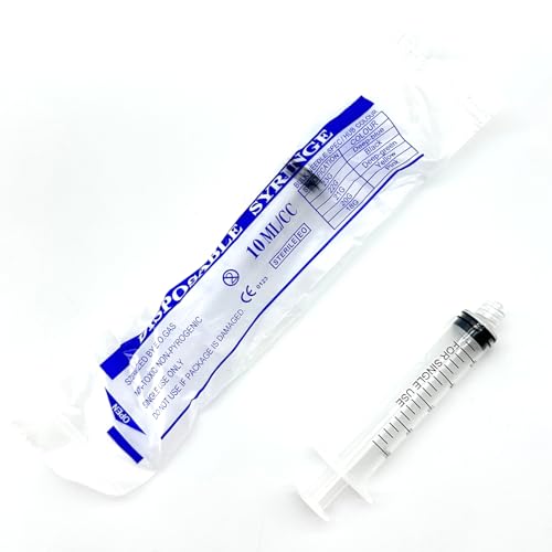 10mL Luer Lock Syringes (No Needle) - 100-Count Bagged, Sterile & Individually Sealed - size: 10ML
