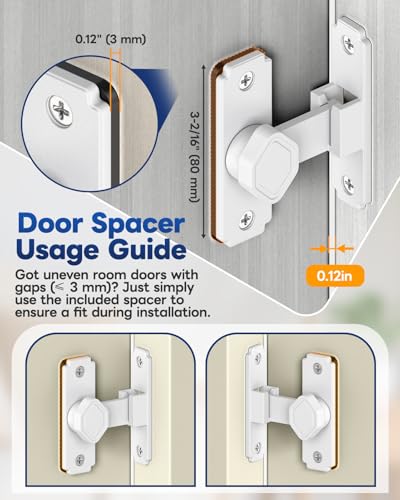 Pocket Door Lock, 90 Degree Latch, Barn Door Hardware White 2PCS - color: White-2 Pcs