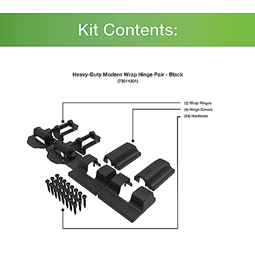 Barrette Outdoor Living Heavy-Duty Modern Wrap Hinge Kit, Black(2 Pack)