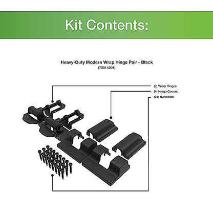 Barrette Outdoor Living Heavy-Duty Modern Wrap Hinge Kit, Black(2 Pack)