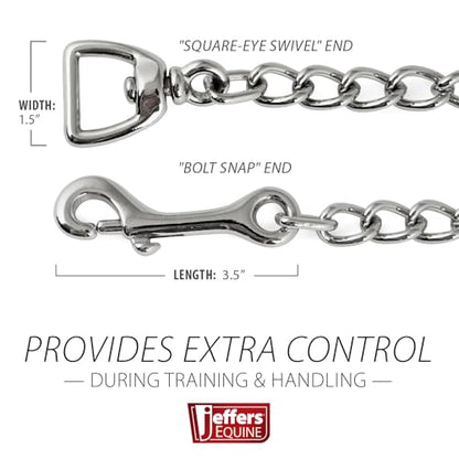Jeffers Equine Horse Lead Chain 4 mm with Bolt Snap & Swivel Eye End – 20" Nickel Plated Stud Chain for Halter, Lead Rope, Tack, Training, Livestock, Stallion, Pony, Farm, Stable Use