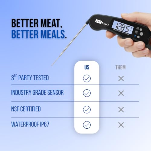 F1 Digital Meat Thermometer - Fast, Accurate, Waterproof - Great for Cooking, Grilling, Baking, Frying - color: Stealth Black