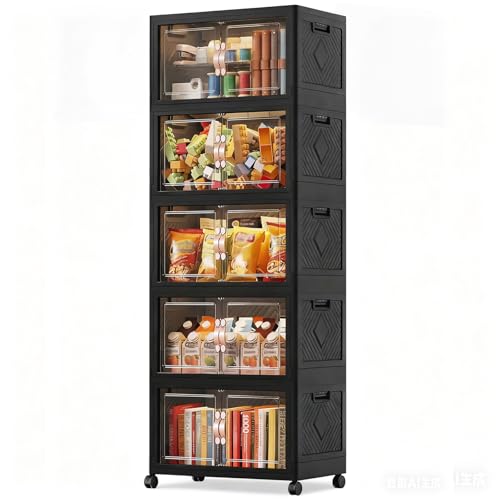 Collapsible Storage Bins with Lids&Wheels-311QT(78Gal) - size: Five-Layer with one lid