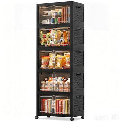 Collapsible Storage Bins with Lids&Wheels-311QT(78Gal) - size: Five-Layer with one lid