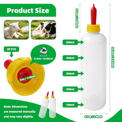 2 Pack 500ml Reusable Goat Feeding Bottles with 20 Nipples