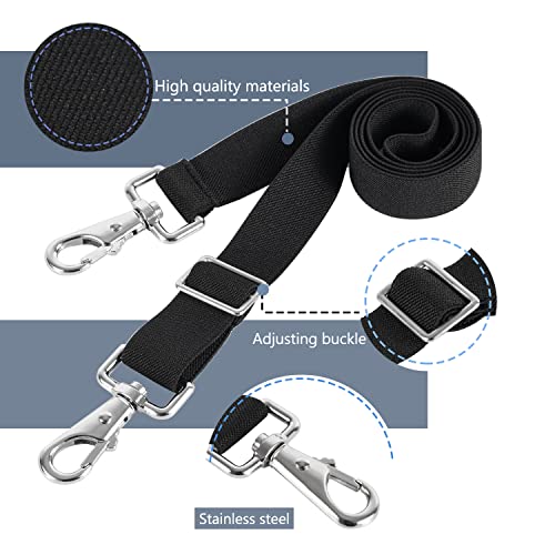 Premium Horse Blanket Sheet Leg Straps, Replacement Stretchy Belly Strap with Double Swivel Snaps, Adjustable Length from 24 to 42 Inch Black(2 Pcs)