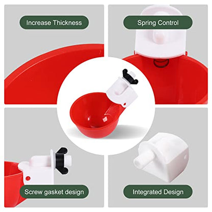 DIY Automatic Chicken Waterer Kit with 4 Cups & Float Valve | Full Kit with Drill Bits & Hose Clamps, Leak-Proof Seal, 304 Stainless Steel Parts for Backyard & Farm Poultry