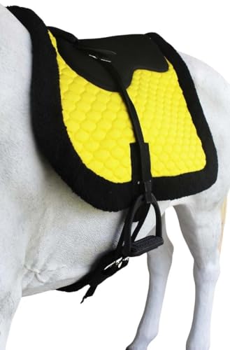 CHALLENGER Horse English Quilted Fleece Padded Trail Bareback Pad 72F48 - color: Yellow Black
